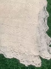 Платок пуховый паутинка женский винтаж кремовый молочный ажурный оренбургс Н4953