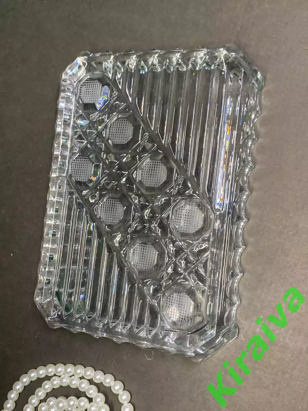 Блюдо хрустальное квадратно винтаж СССР салатник конфетница геометрический Н2874 5