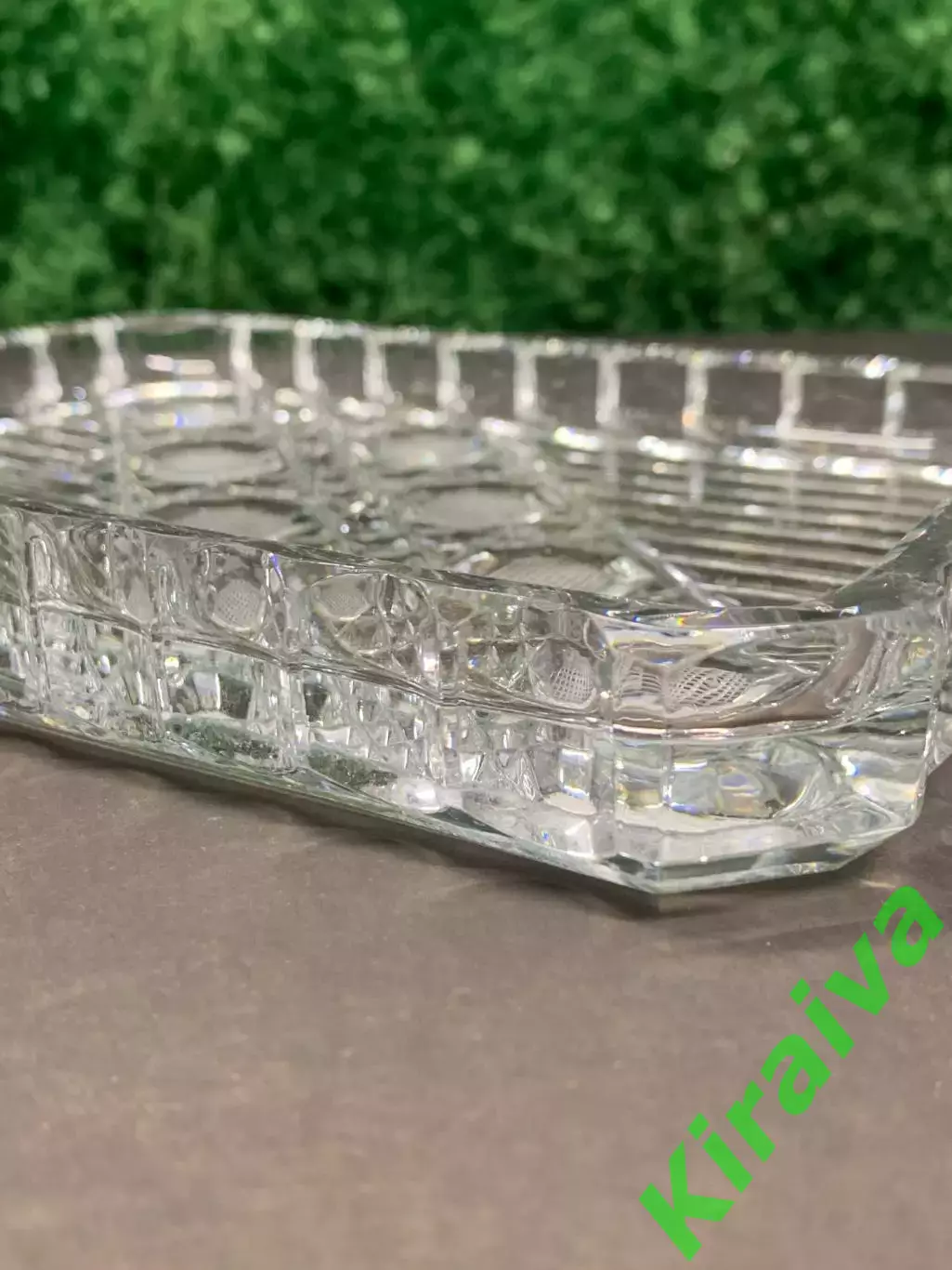 Блюдо хрустальное квадратно винтаж СССР салатник конфетница геометрический Н2874 6