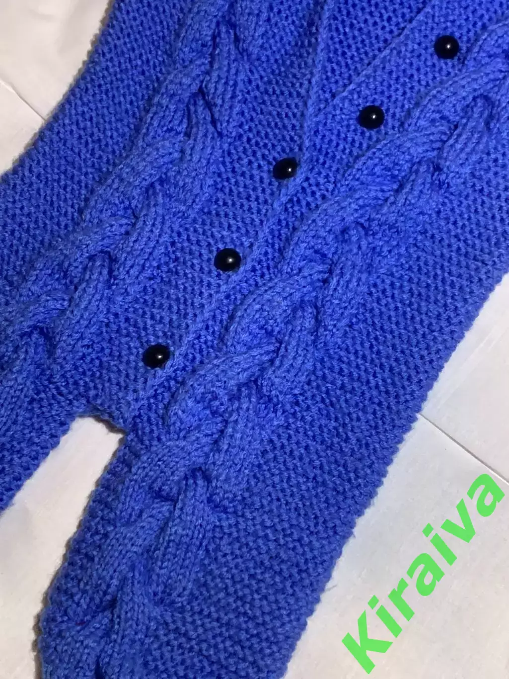 Комбинезон вязаный для малыша 3–9 м с капюшоном ушками детский синий (Н2885) 2