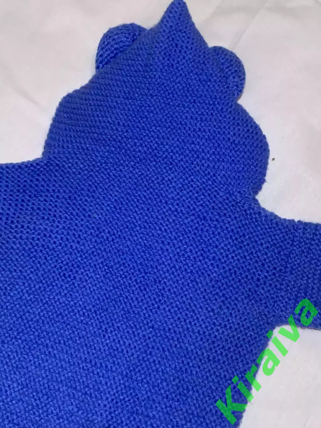 Комбинезон вязаный для малыша 3–9 м с капюшоном ушками детский синий (Н2885) 5