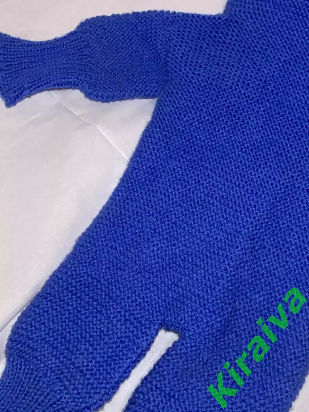 Комбинезон вязаный для малыша 3–9 м с капюшоном ушками детский синий (Н2885) 6
