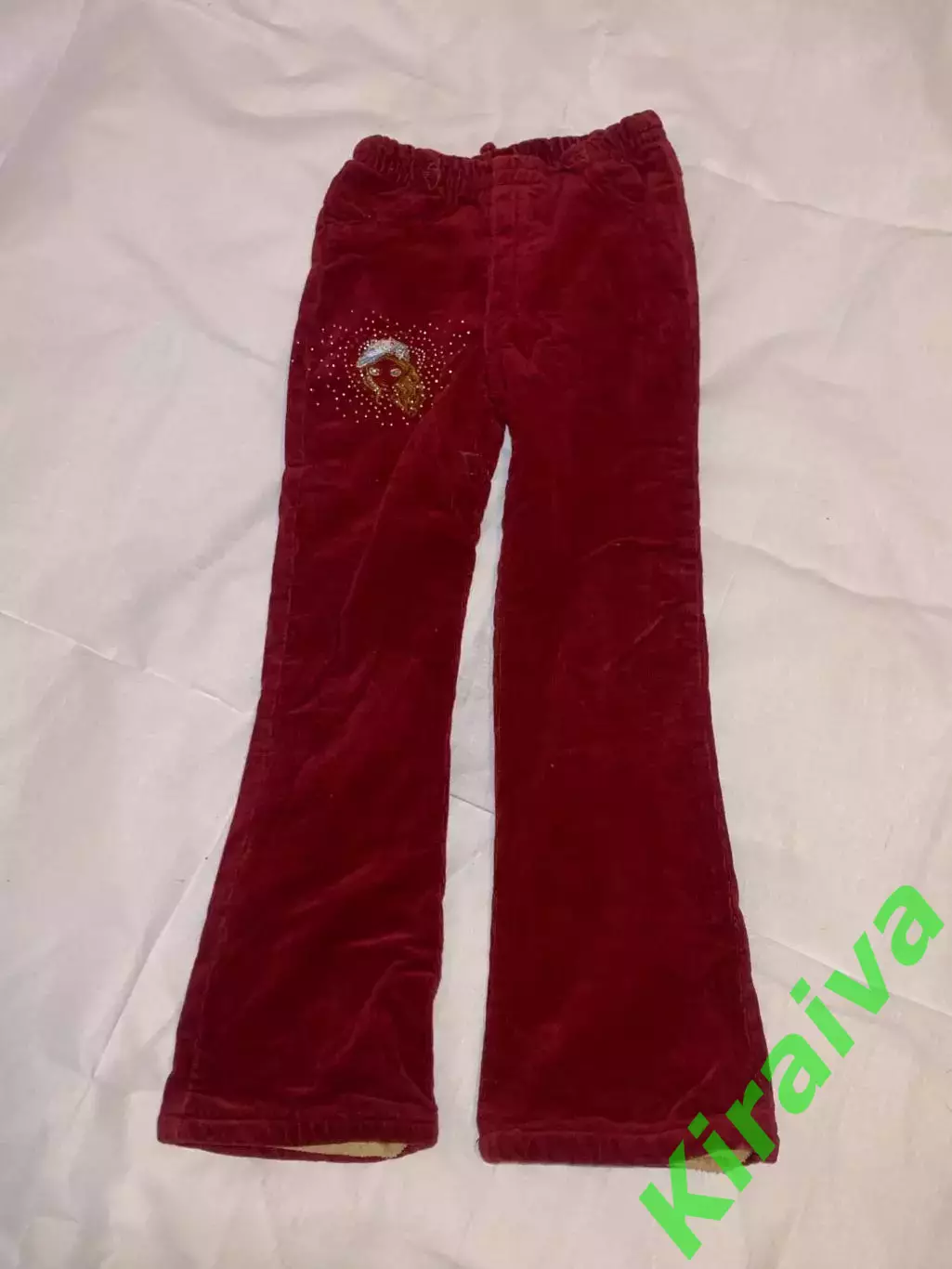 Брюки вельветовые утепленные на 7–9 лет детские для девочки на резинке Н2886 1