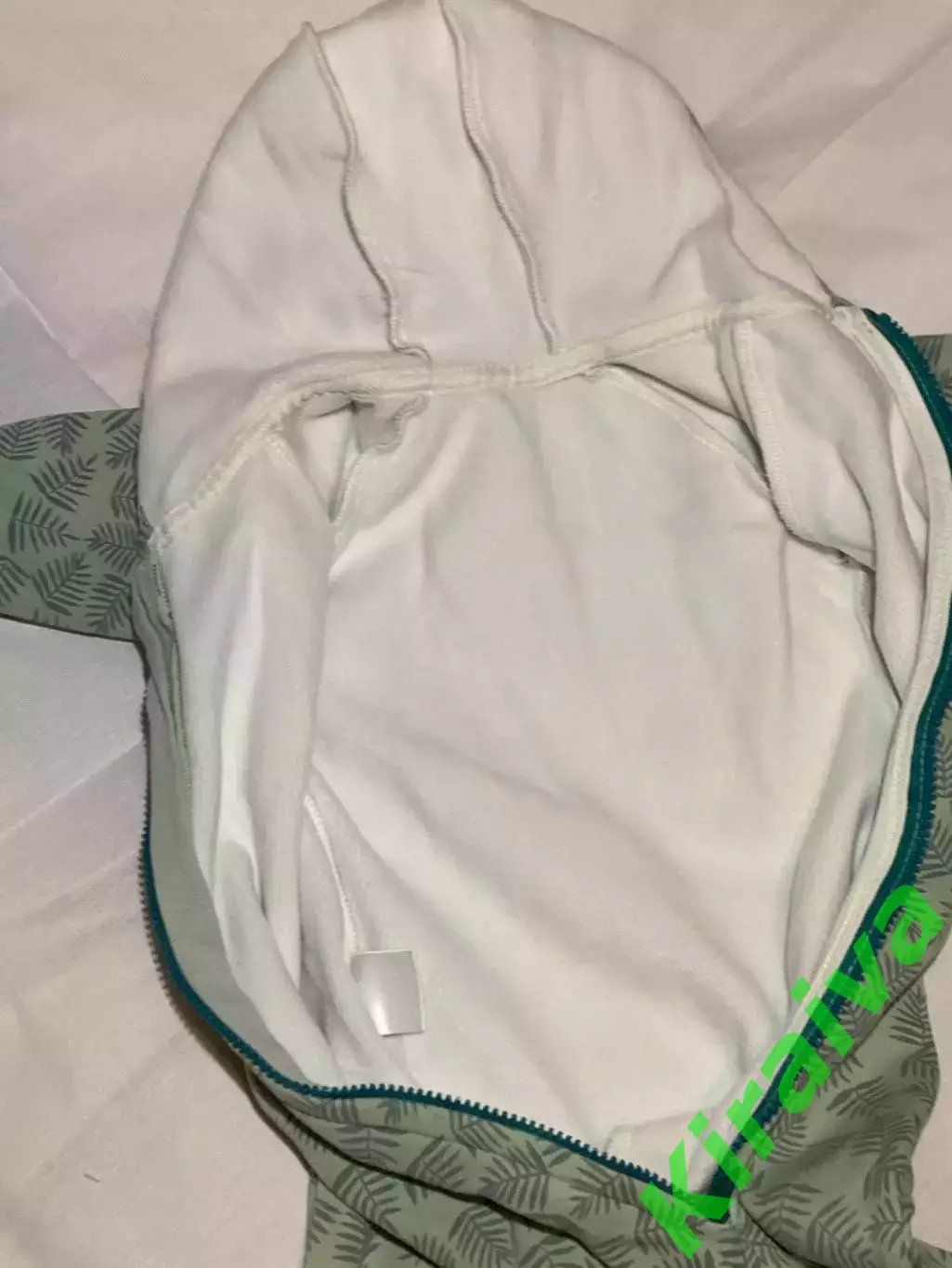 Комбинезон детский дизайнерский с ушками «Листочки» теплый футер с меховой Н2887 7