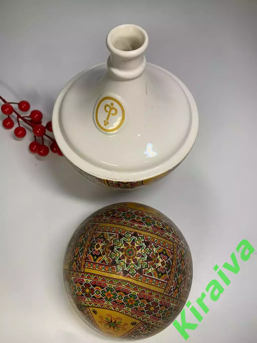Штоф фарфоровый «Пасхальное яйцо» 1 л Славянск СКК винтаж декор сосуд Н2889 5