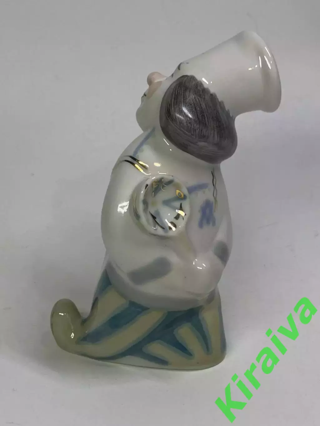 Статуэтка винтажная «Клоун-повар с котом» фарфоровая СССР ручная роспись Н2845,1 2