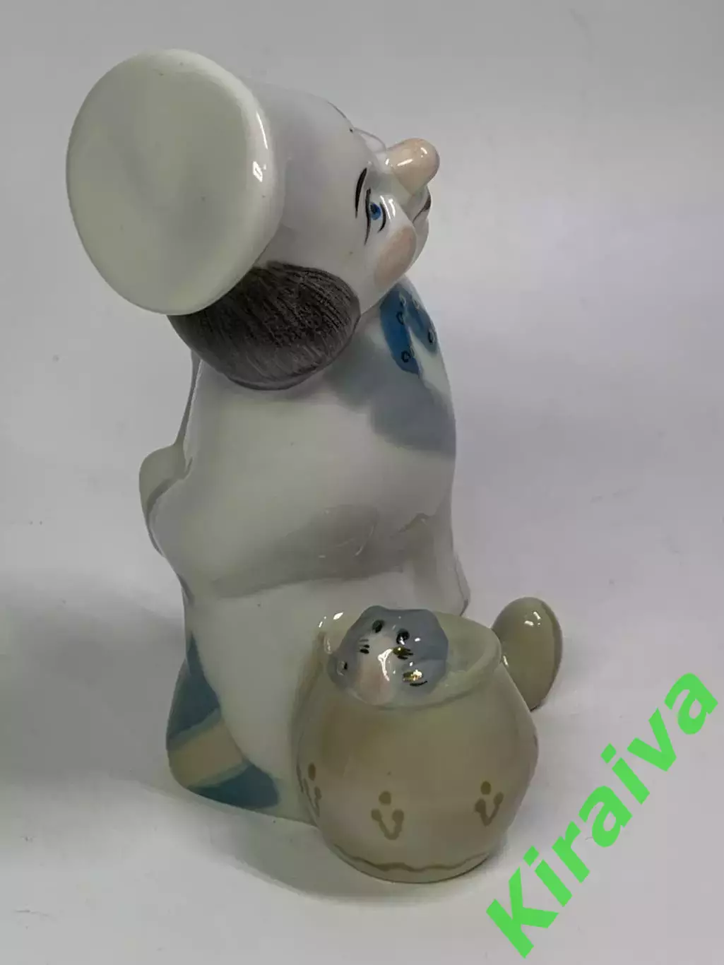 Статуэтка винтажная «Клоун-повар с котом» фарфоровая СССР ручная роспись Н2845,1 5