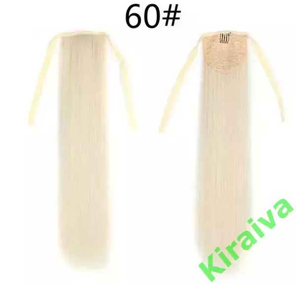 Шиньон накладной хвост на ленте 60 см блонд густой прямой (Н2896)