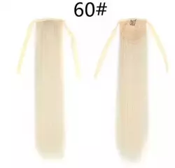 Шиньон накладной хвост на ленте 60 см блонд густой прямой (Н2896)