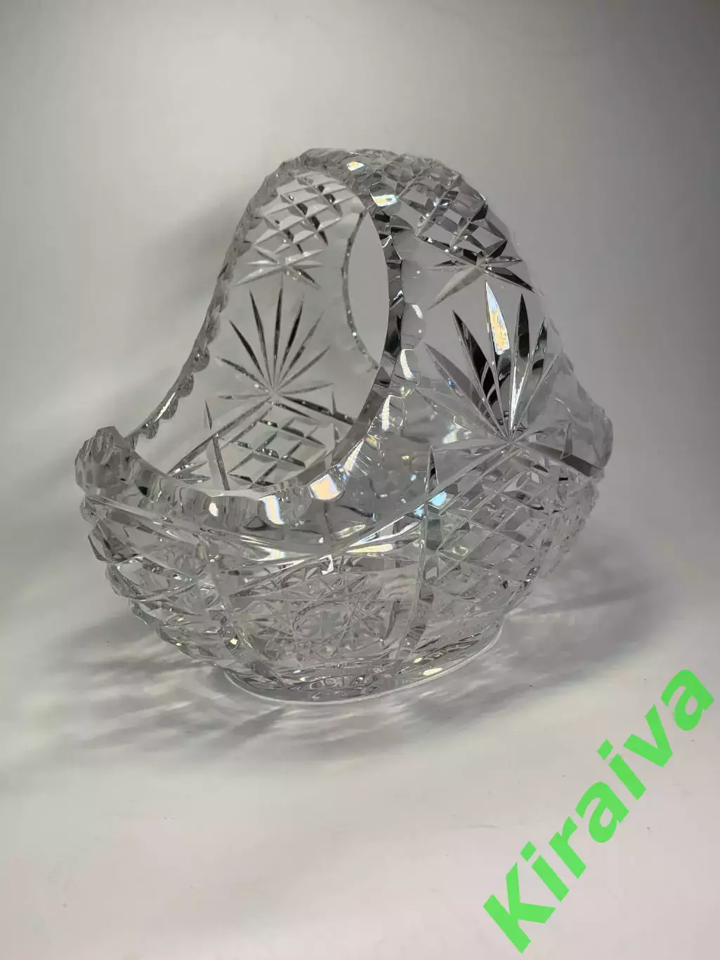 Корзинка хрустальная с ручкой конфетница винтаж «kristallikori» 20?13 см (Н2912) 1