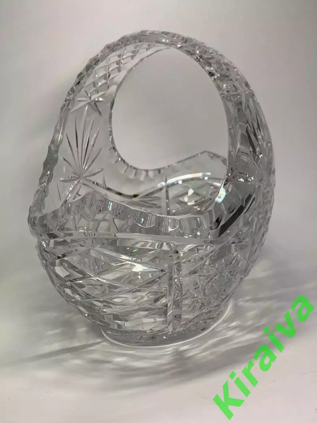 Корзинка хрустальная с ручкой конфетница винтаж «kristallikori» 20?13 см (Н2912) 2