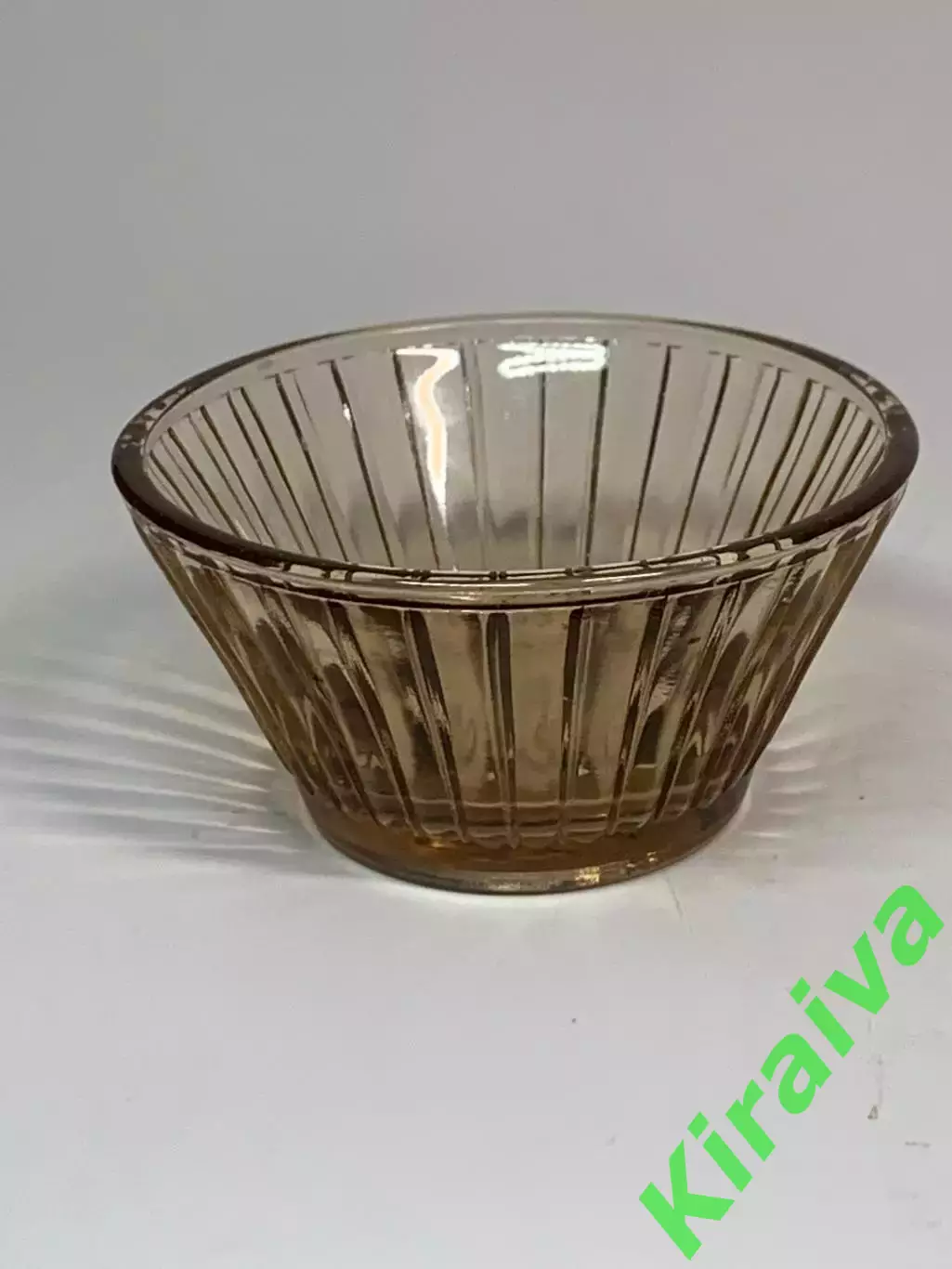 Солонка винтажная из цветного стекла коричневая ребристая 1960-е 8 см (Н121,1) 6