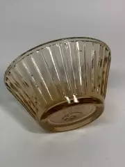 Солонка винтажная из цветного стекла коричневая ребристая 1960-е 8 см (Н121,1)