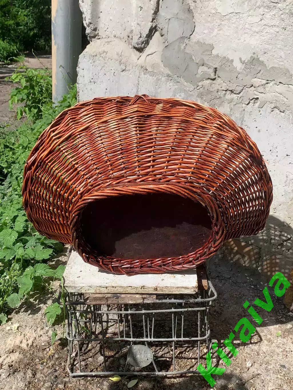 Плетеная корзина-дровница из лозы большая винтажная (Н7005) 4