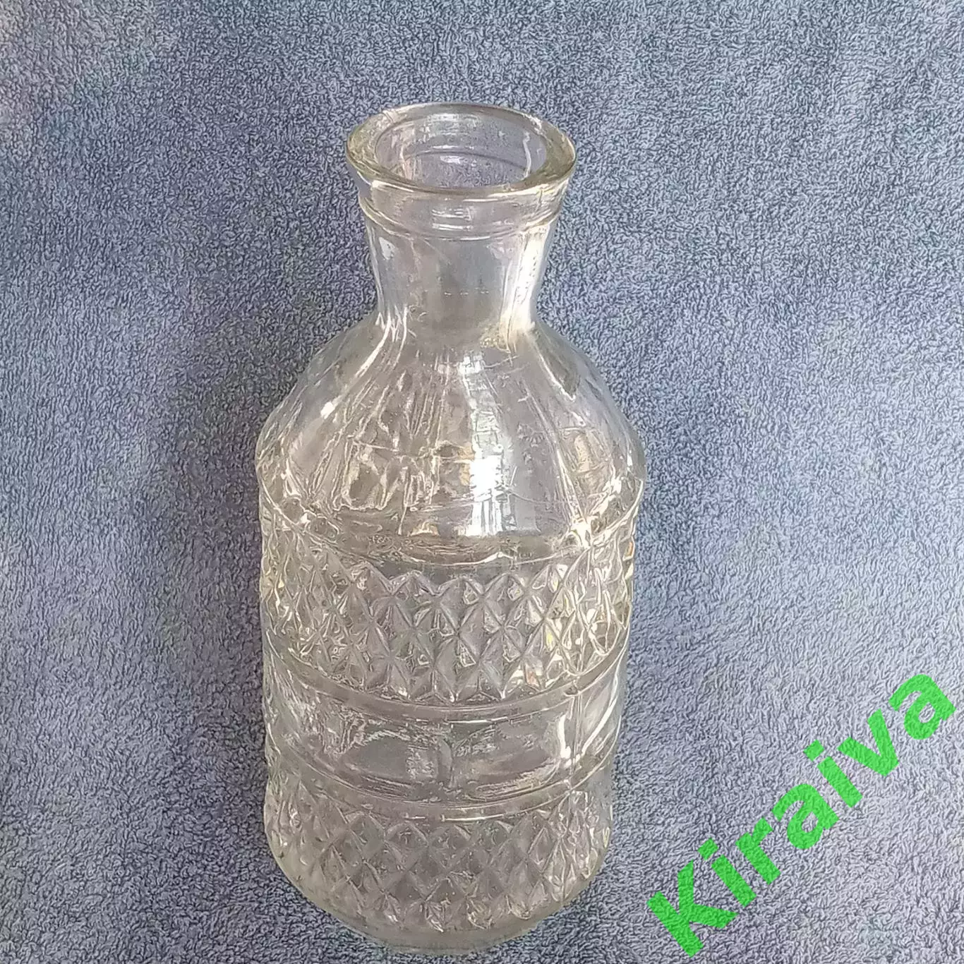 Винтажный стеклянный графин с рельефным узором СССР, 22 см (Н124) 5