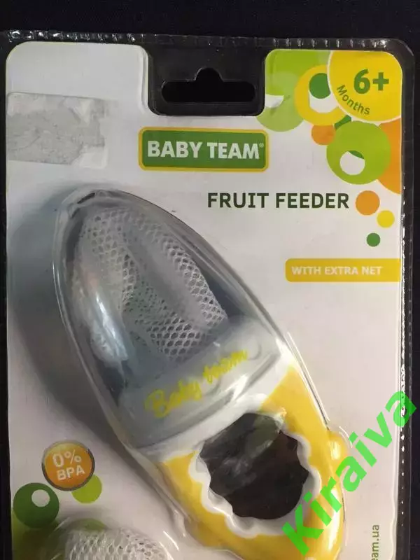 Ниблер Baby Team Фрут Фидер с сеточкой для прикорма жёлтый 6+ мес. Н679 1