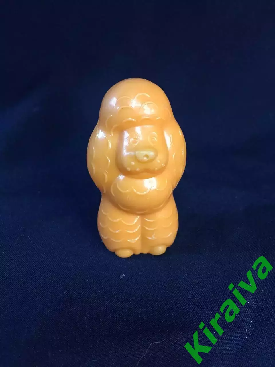 Игрушка Пудель оранжевый пластиковый, винтаж СССР, 8,5 см (Н1115,4)