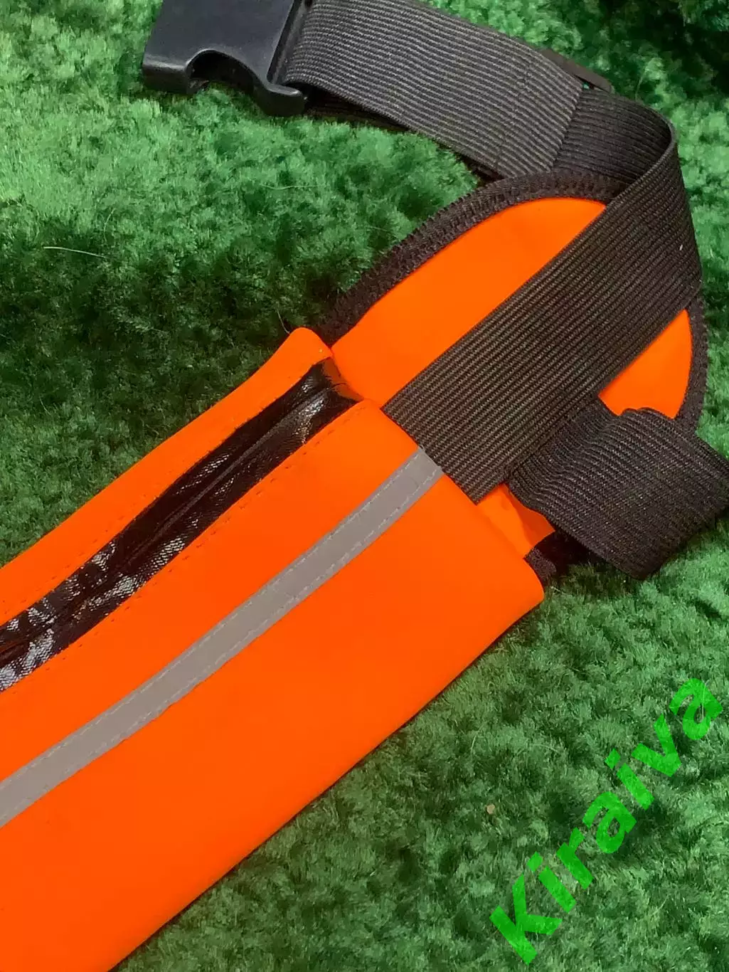 Сумка поясная RunningBag для бега оранжевая с карманом для бутылки Н8050 2