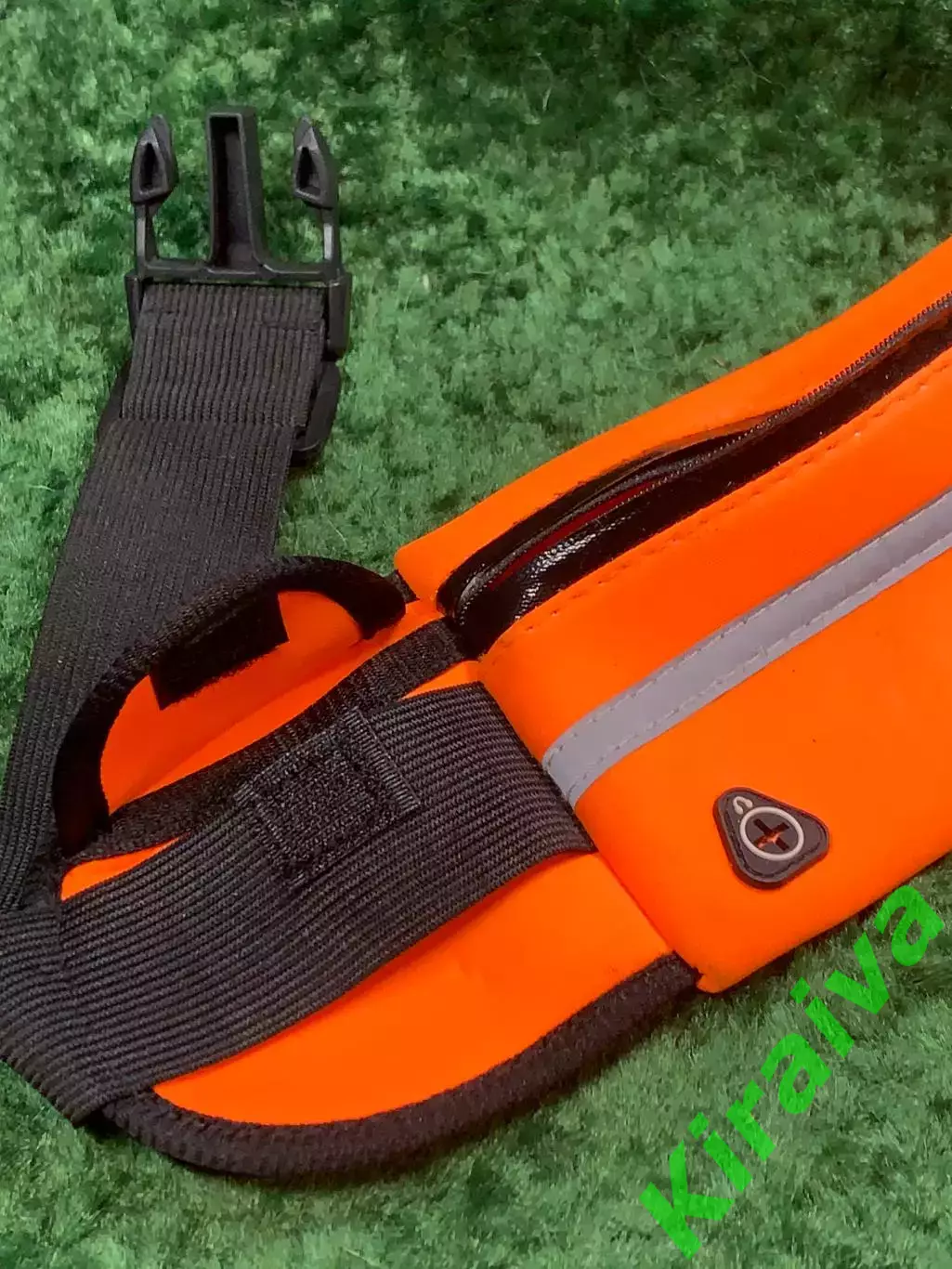 Сумка поясная RunningBag для бега оранжевая с карманом для бутылки Н8050 3
