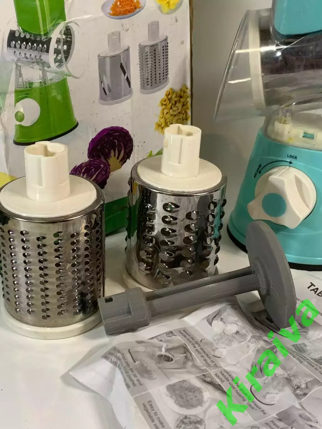 Ручная барабанная овощерезка-мультислайсер Tabletop Drum Grater 3 насадки Н8123 2
