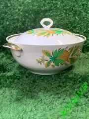 Малая супница / салатник с крышкой 1 л. БФЗ фарфор винтаж декор Н8169