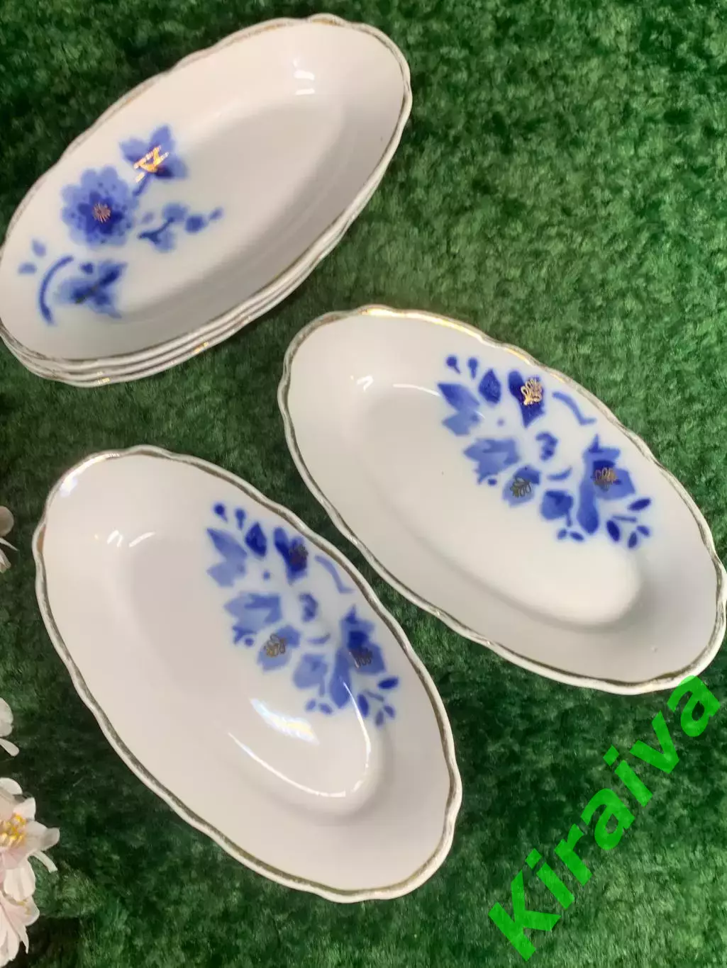 Винтажная тарелка для закусок овальная (селёдница / шпротница) Коростень Н8204,1 7