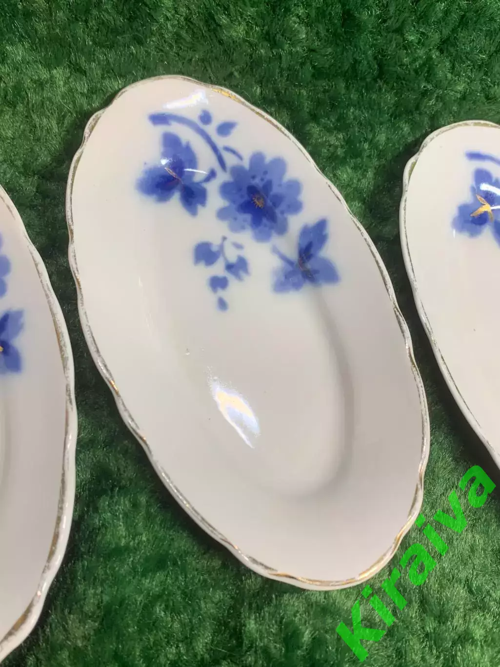 Винтажная тарелка для закусок овальная (селёдница / шпротница) Коростень Н8204,2 2