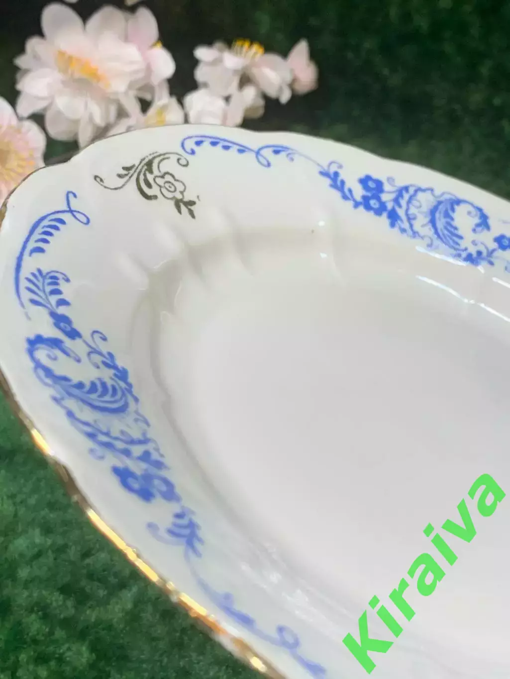 Винтажная тарелка мелкая обеденная (закусочная) фарфор 20,5 см. Барановк (Н8218) 7