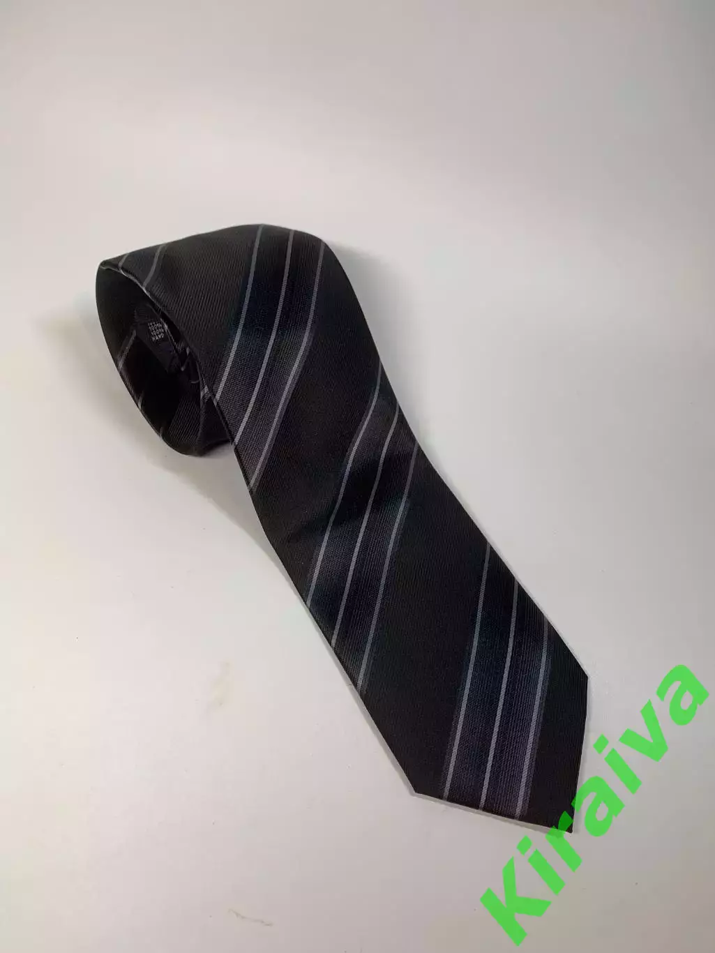 Шёлковый мужской галстук LIKAS 100% Silk Hand Made, графитовый в полоску (Н8234)