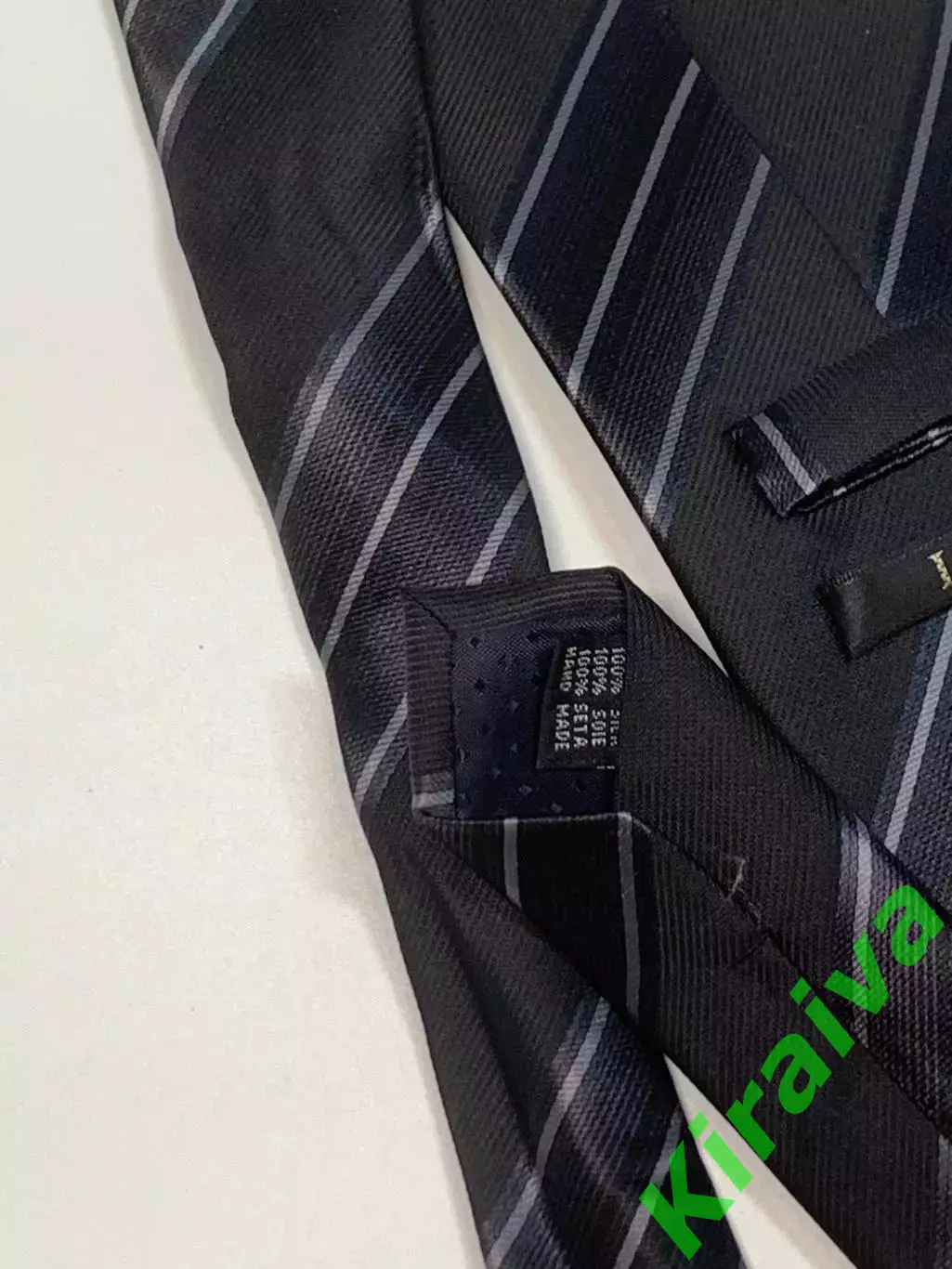 Шёлковый мужской галстук LIKAS 100% Silk Hand Made, графитовый в полоску (Н8234) 5