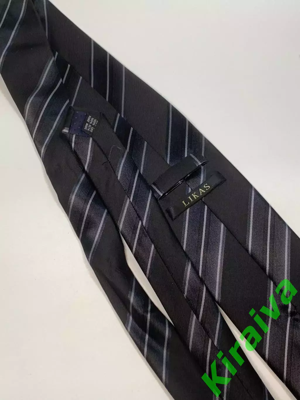 Шёлковый мужской галстук LIKAS 100% Silk Hand Made, графитовый в полоску (Н8234) 6
