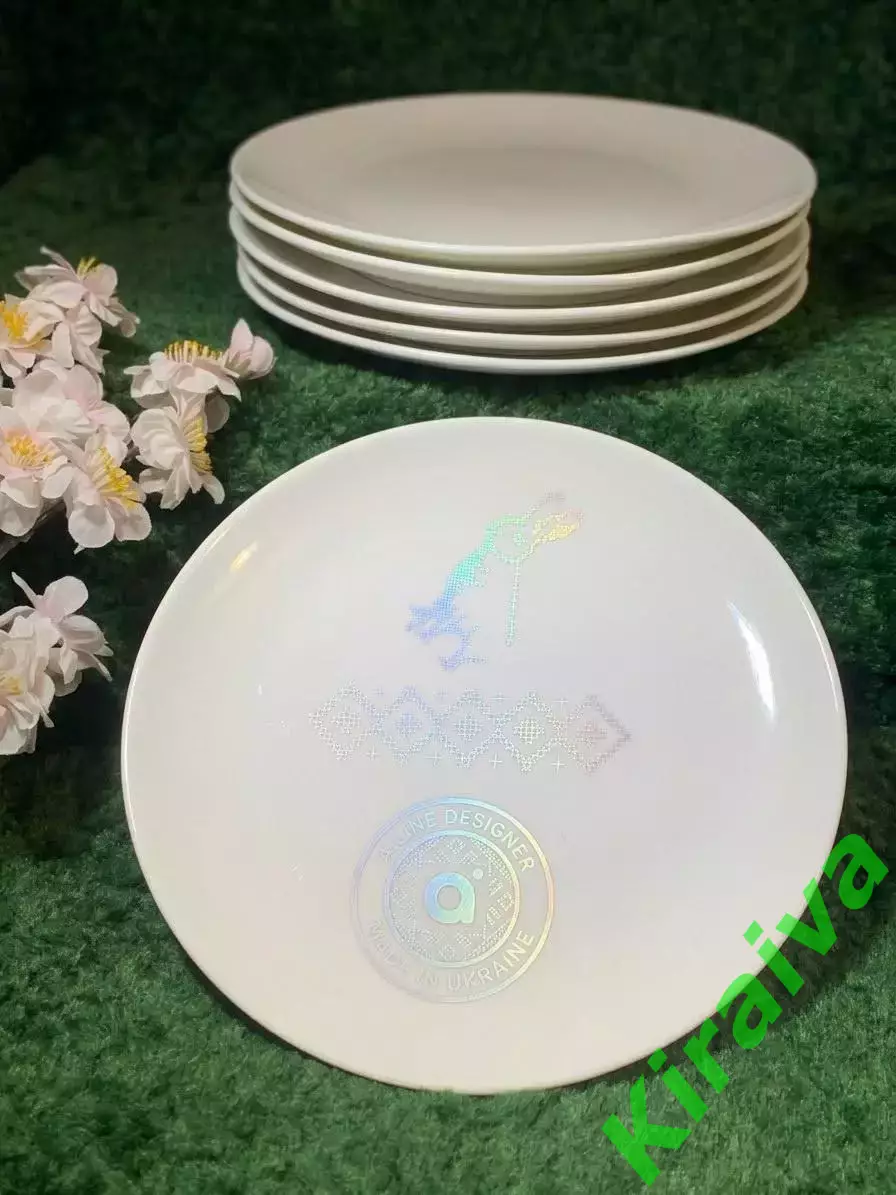 Набор фарфоровых тарелок a.line со скрытым узором — 6 шт. Made in Ukraine (Н8280
