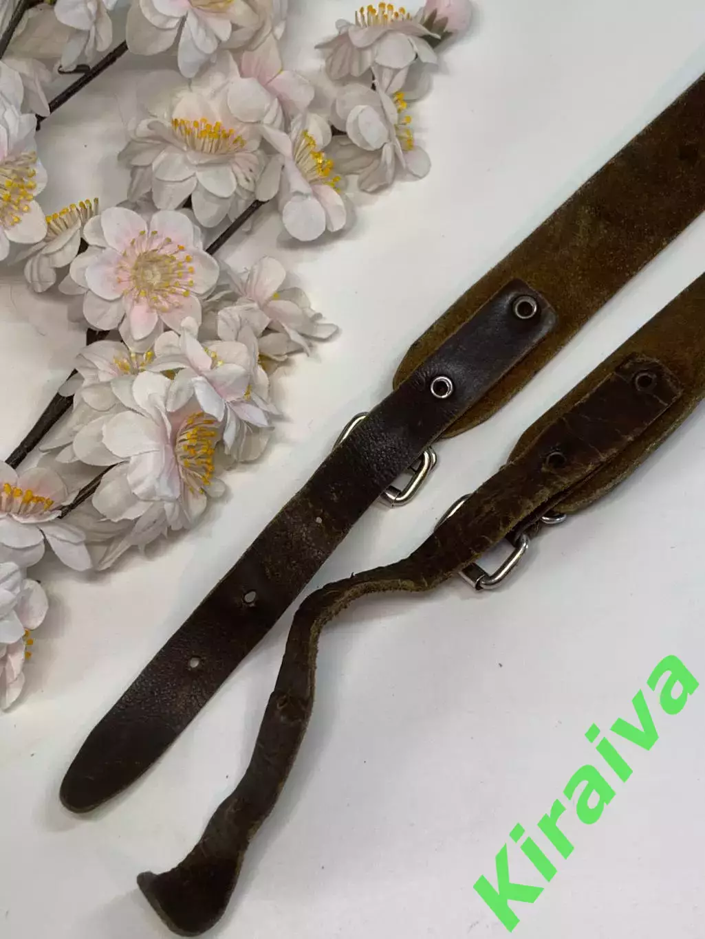 Винтажный кожаный оружейный ремень погон натуральная кожа замша двухточка (Н8281 7