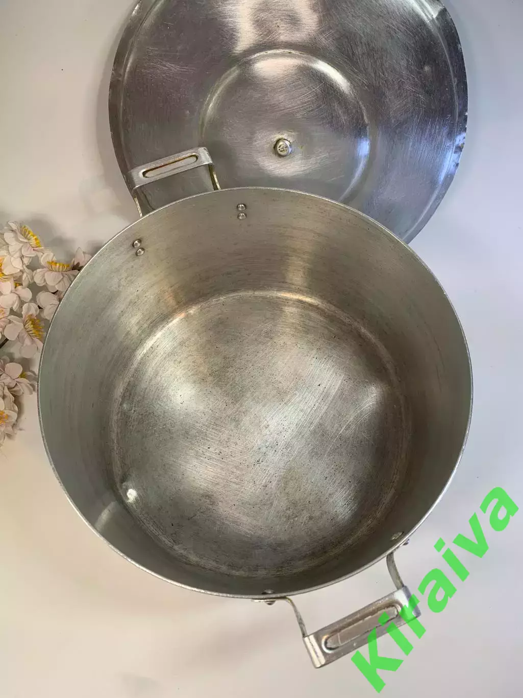 Винтажная кастрюля большая алюминиевая 7 л СССР с крышкой, знак качества (Н8288) 5