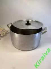 Винтажная кастрюля большая алюминиевая 7 л СССР с крышкой, знак качества (Н8288)