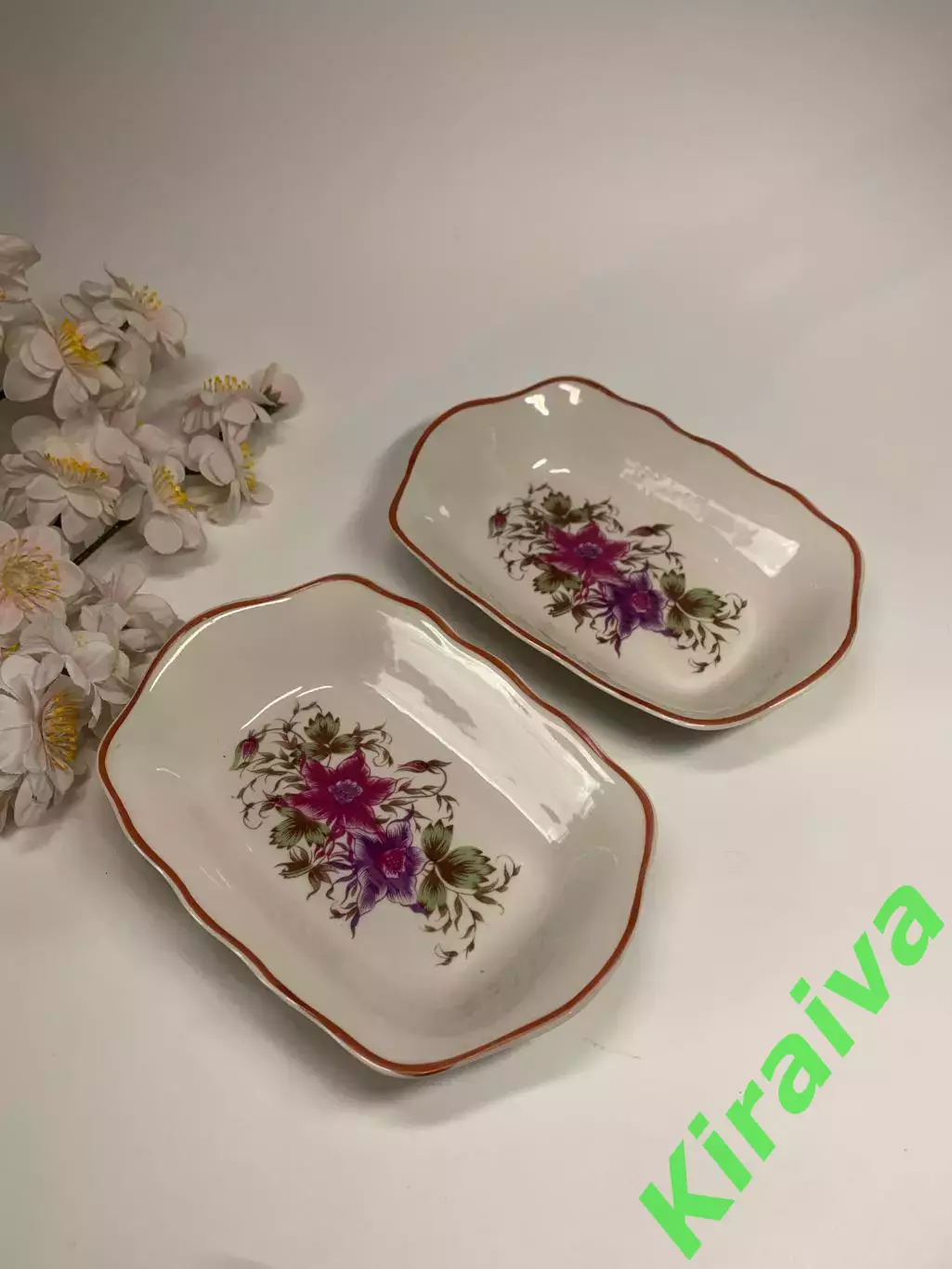 Два винтажных салатника / селедочницы СССР, Коростень (с дефектами)(Н8289,1)