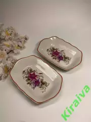 Два винтажных салатника / селедочницы СССР, Коростень (с дефектами)(Н8289,1)