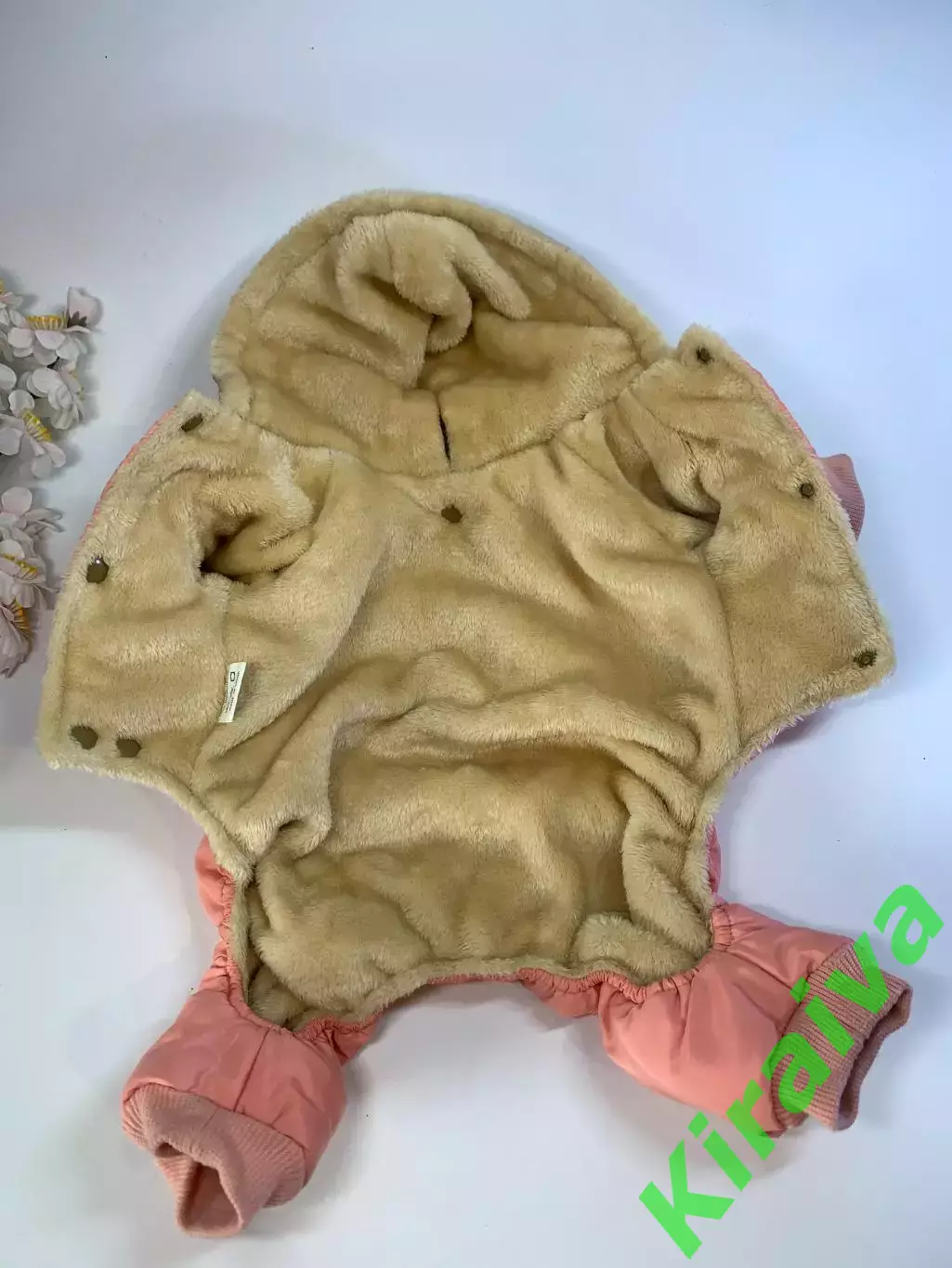 Зимний комбинезон меховой для собак с капюшоном Elfidog, размер M, спинка Н8293 3