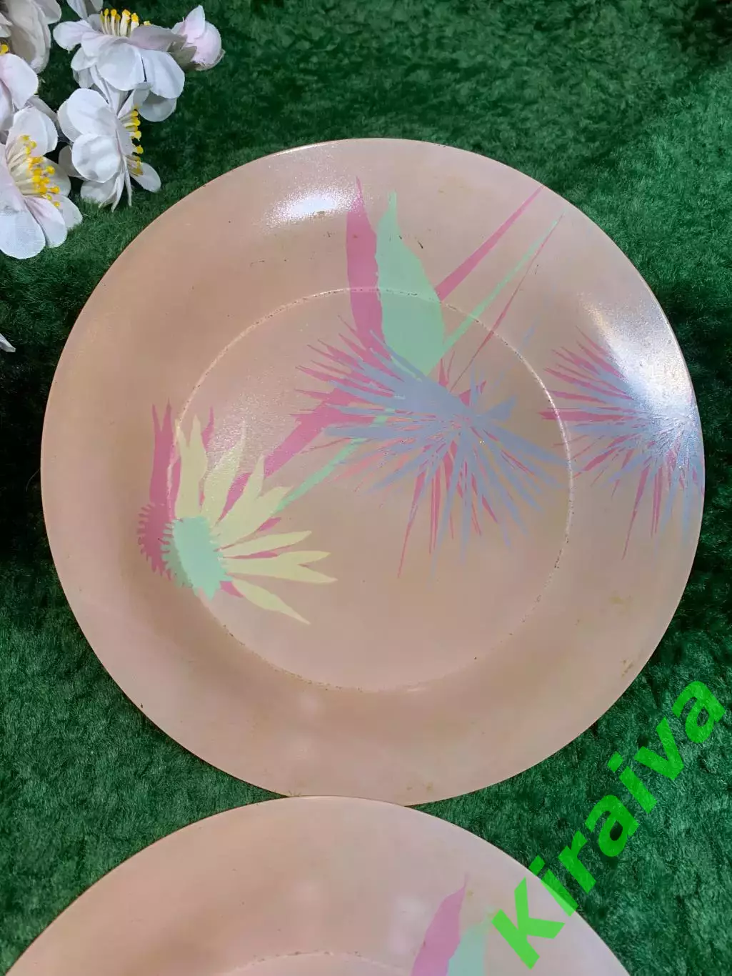 Тарелки десертные Luminarc, оранжевые с цветочным рисунком, 2 шт., Франция Н8315 5