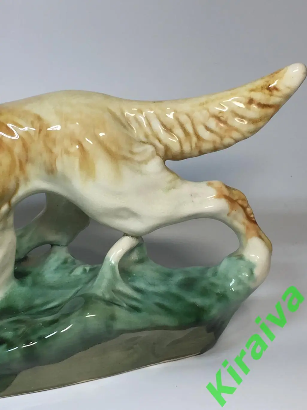 Статуэтка Охотничья собака с уткой с дичью Обливная керамика майолика Н4387 3