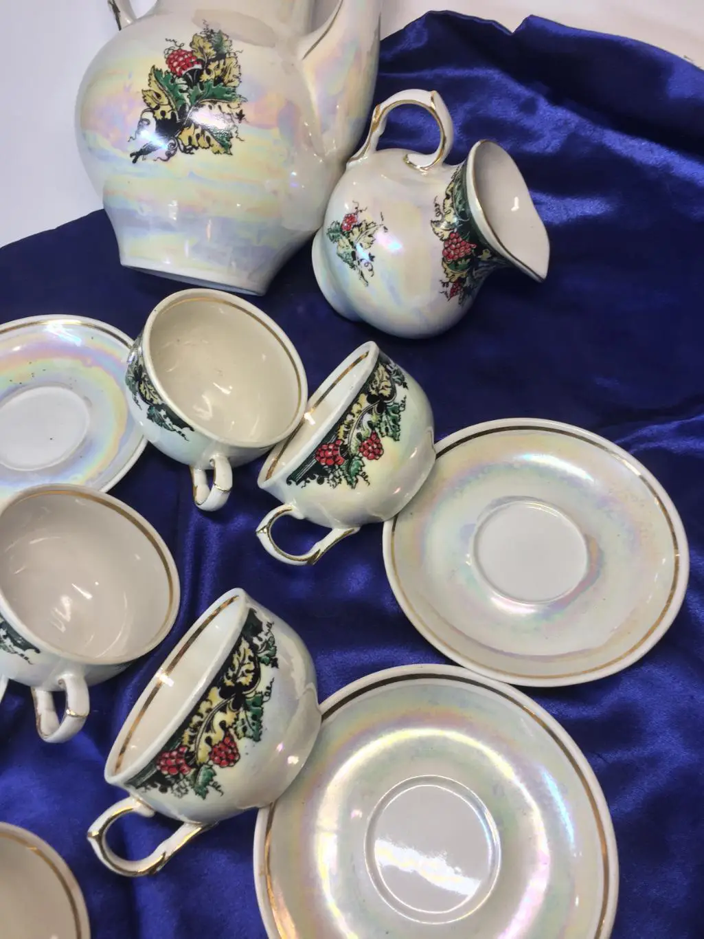 Кофейный сервиз на 6 персон для эспрессо перламутр позолота винтаж Н4385 15 пред 6