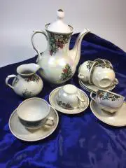 Кофейный сервиз на 6 персон для эспрессо перламутр позолота винтаж Н4385 15 пред