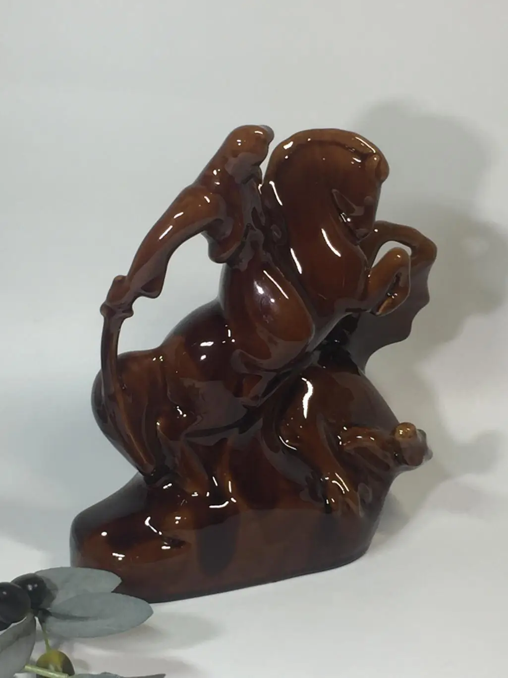 Фигурка Козак на коне, в битве с драконом крамика майолика винтаж Н4378 6