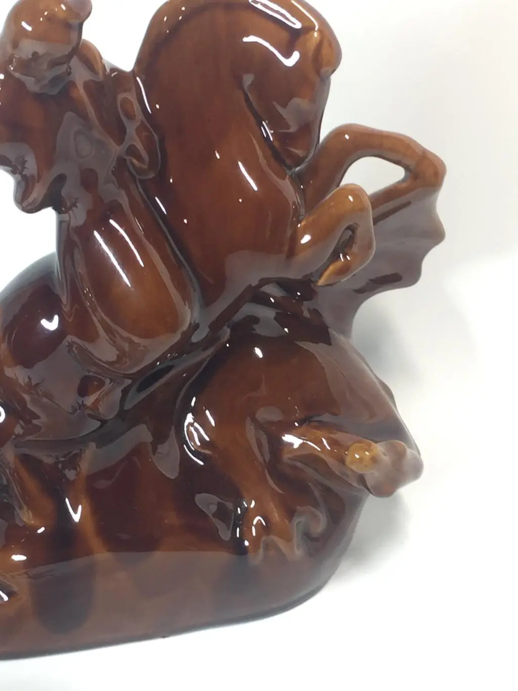 Фигурка Козак на коне, в битве с драконом крамика майолика винтаж Н4378 3