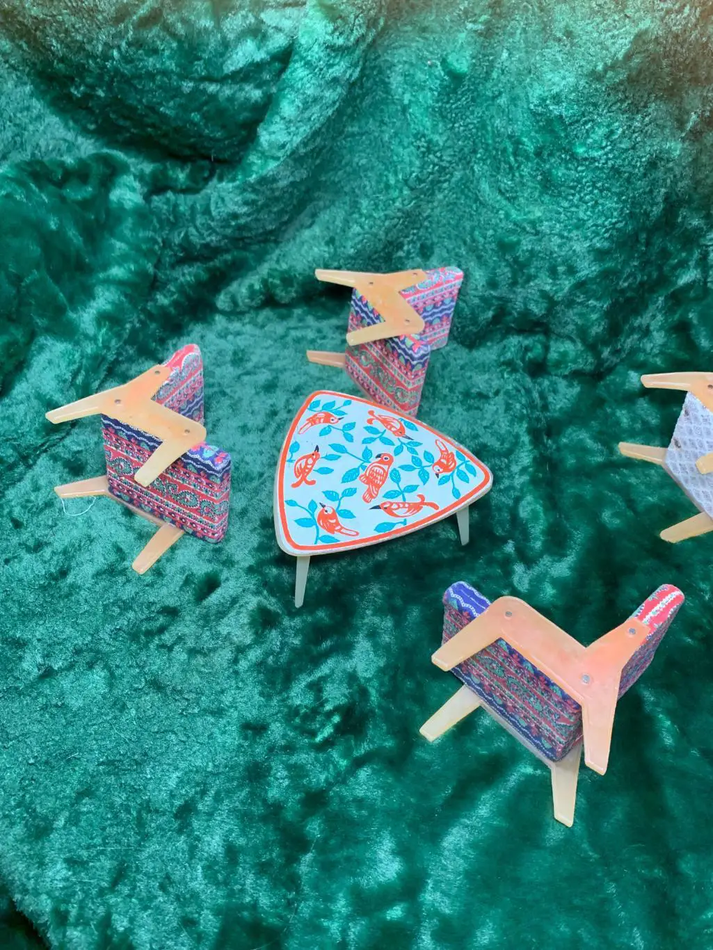 Винтажный набор мебели для кукол, стол и 4 кресла 70-е годы, СССР Н4964 1