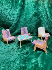 Винтажный набор мебели для кукол, стол и 4 кресла 70-е годы, СССР Н4964