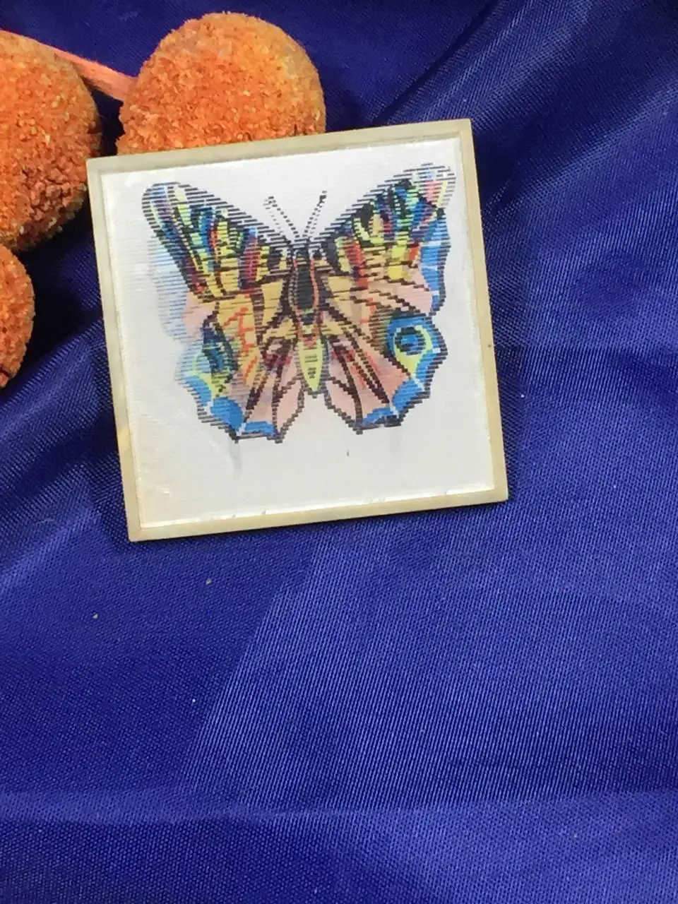 Винтажный значек детский Бабочка переливной голографический Н921 брошь ретроСо