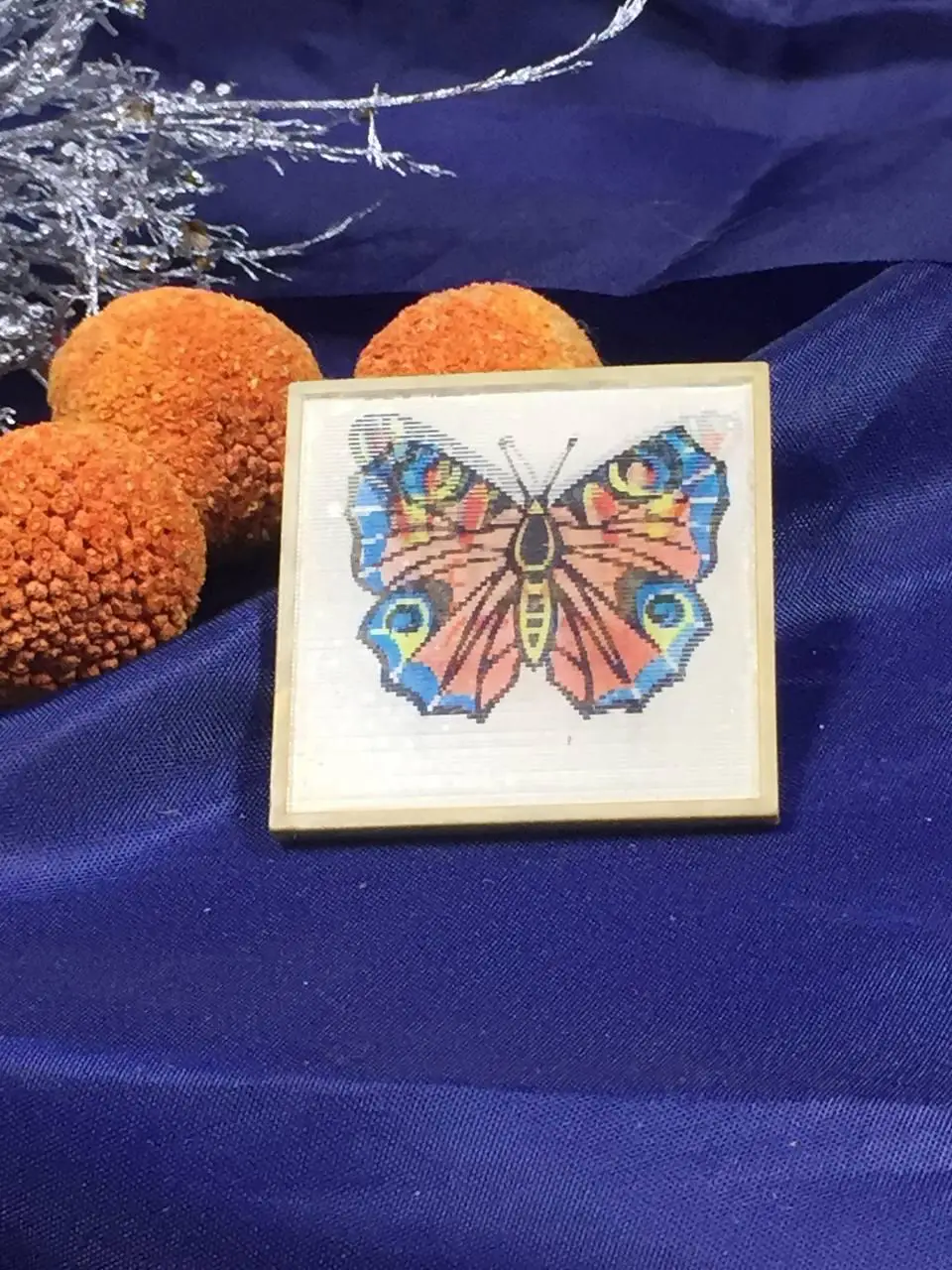 Винтажный значек детский Бабочка переливной голографический Н921 брошь ретроСо 1