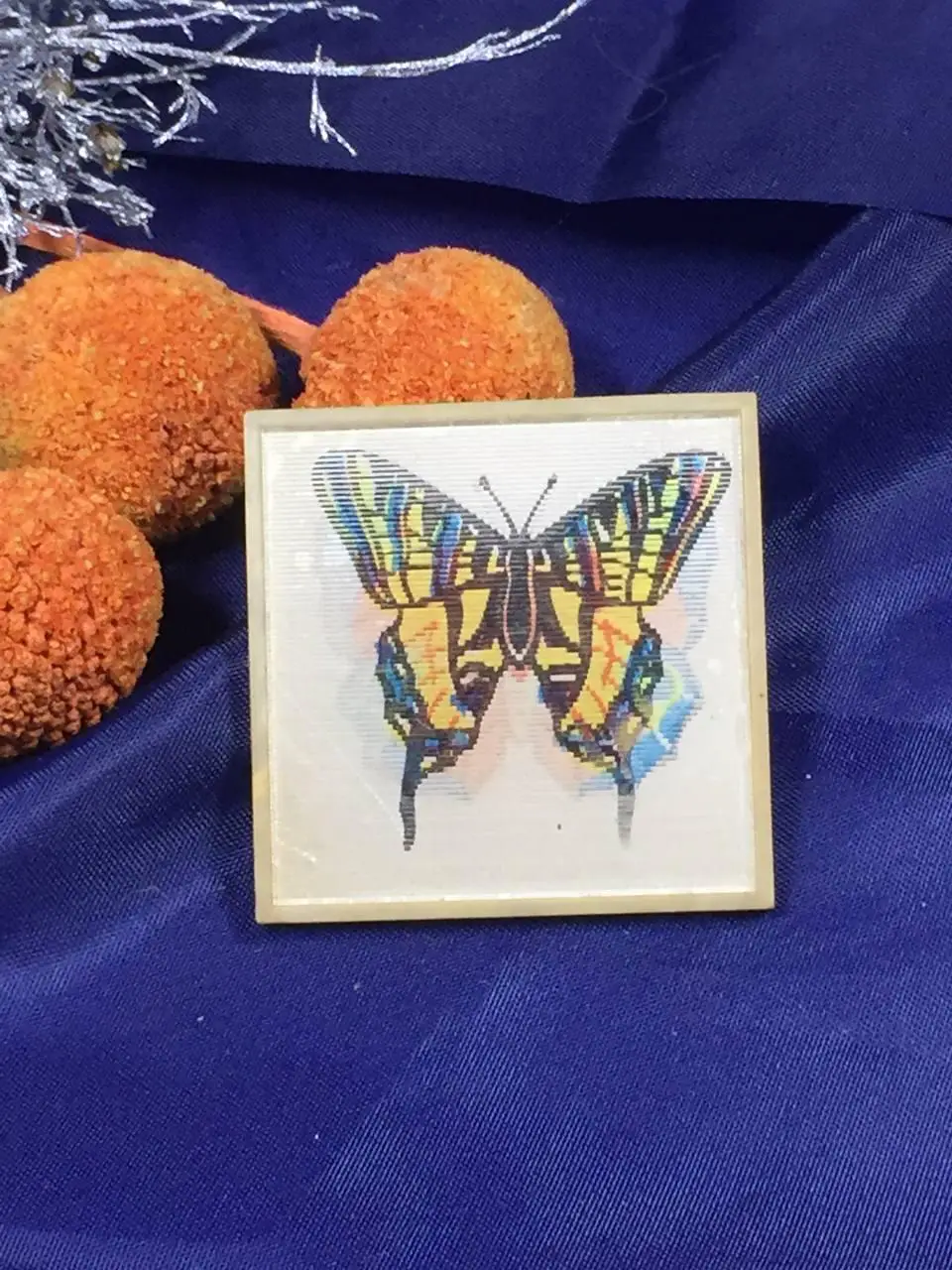 Винтажный значек детский Бабочка переливной голографический Н921 брошь ретроСо 2