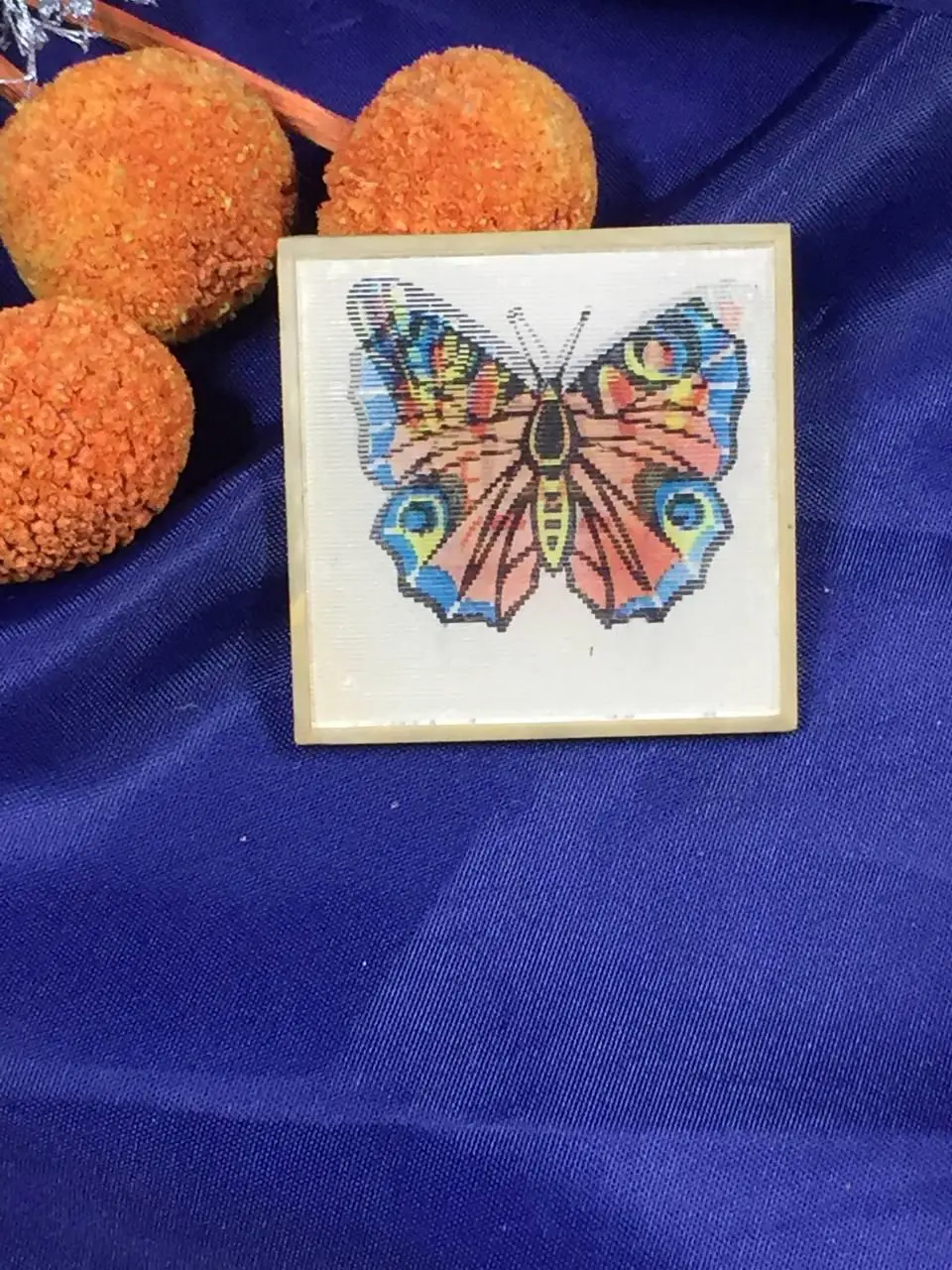 Винтажный значек детский Бабочка переливной голографический Н921 брошь ретроСо 3